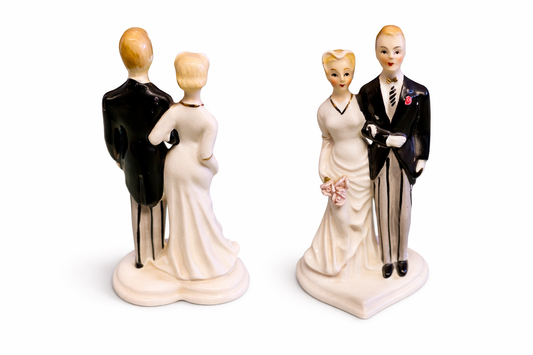 Vintage porcelain Bride and Groom cake Topper