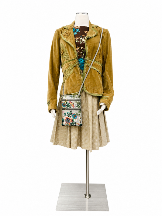 Beaded and Lace Accented Velvet Blazer