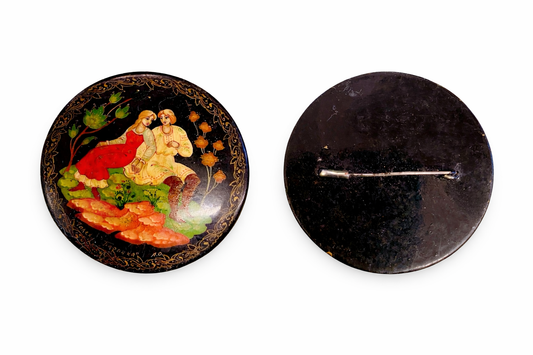 vintage Russian lacquer brooch