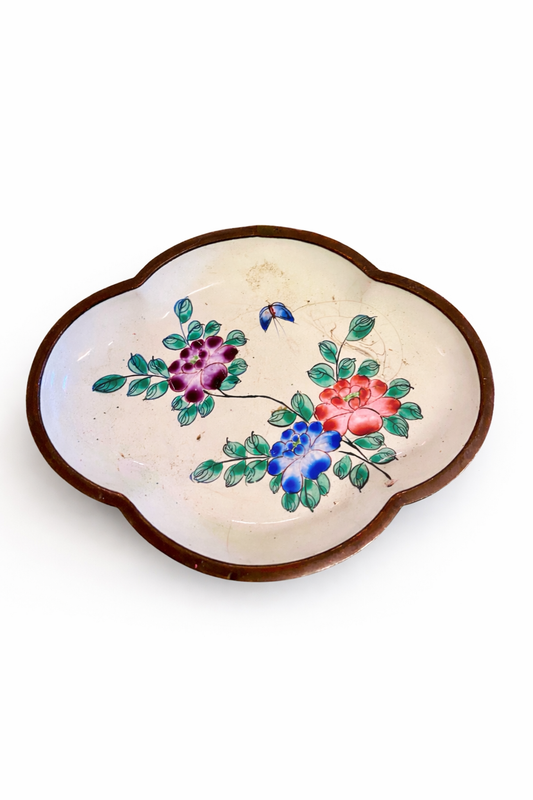 Vintage enamel trinket dish Cantonese enamelware