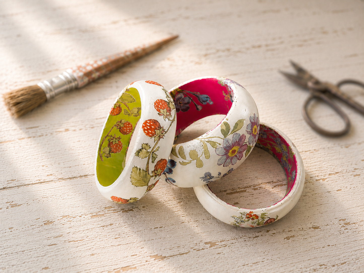 Wood Bangles for Decorating Set of Three