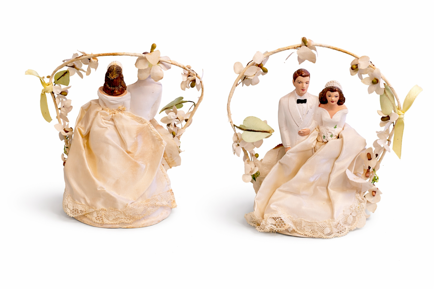 Vintage bride and groom cake topper