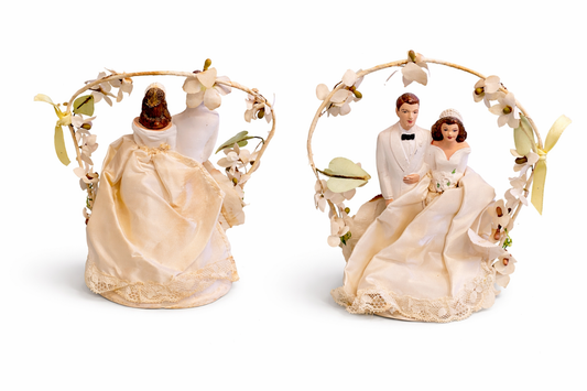 Vintage bride and groom cake topper