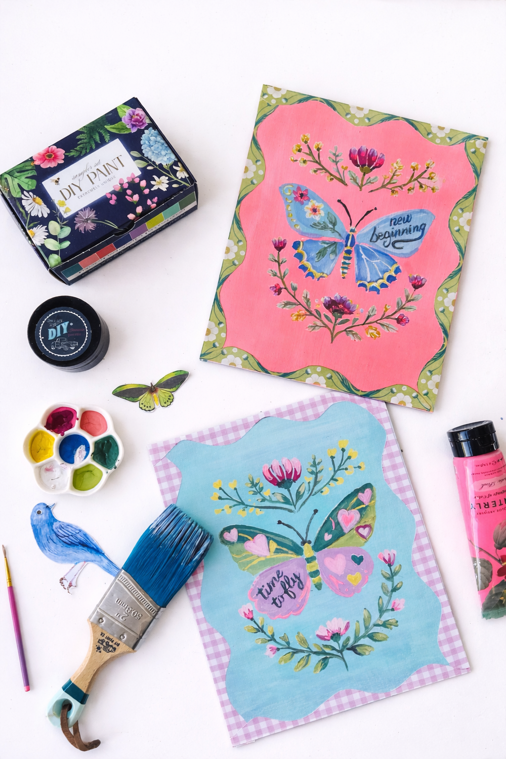 Just a few left March mixed media butterflies with collage papers