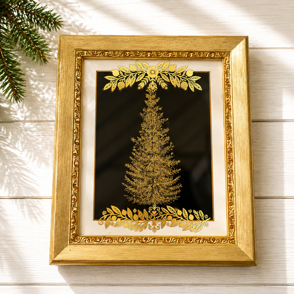 Framed Gold Christmas Tree