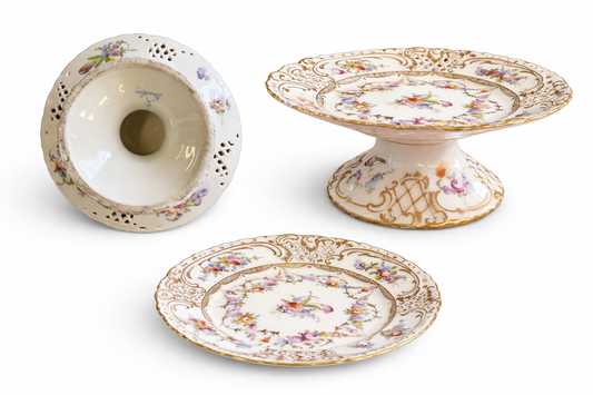 Dresden vintage pedestal dish