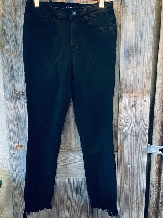 Black Denim With Fringe