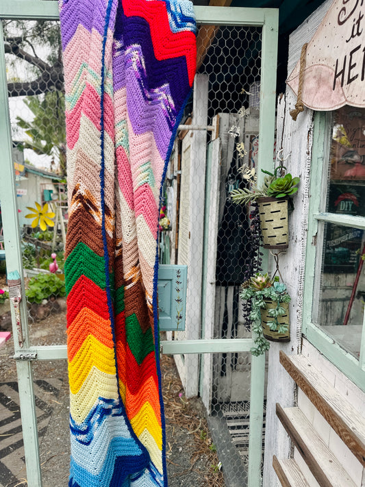 Multicolored Chevron Stich Afghan