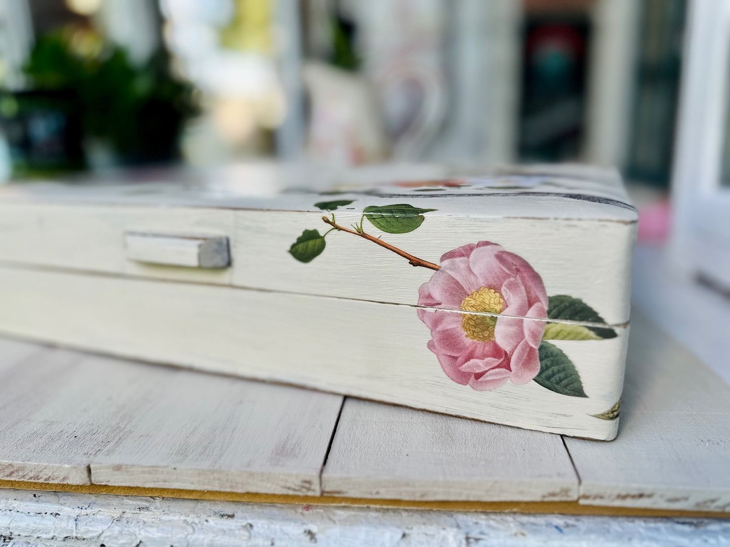 Hand Painted by Debi // New IOD // Vintage Utensil Box