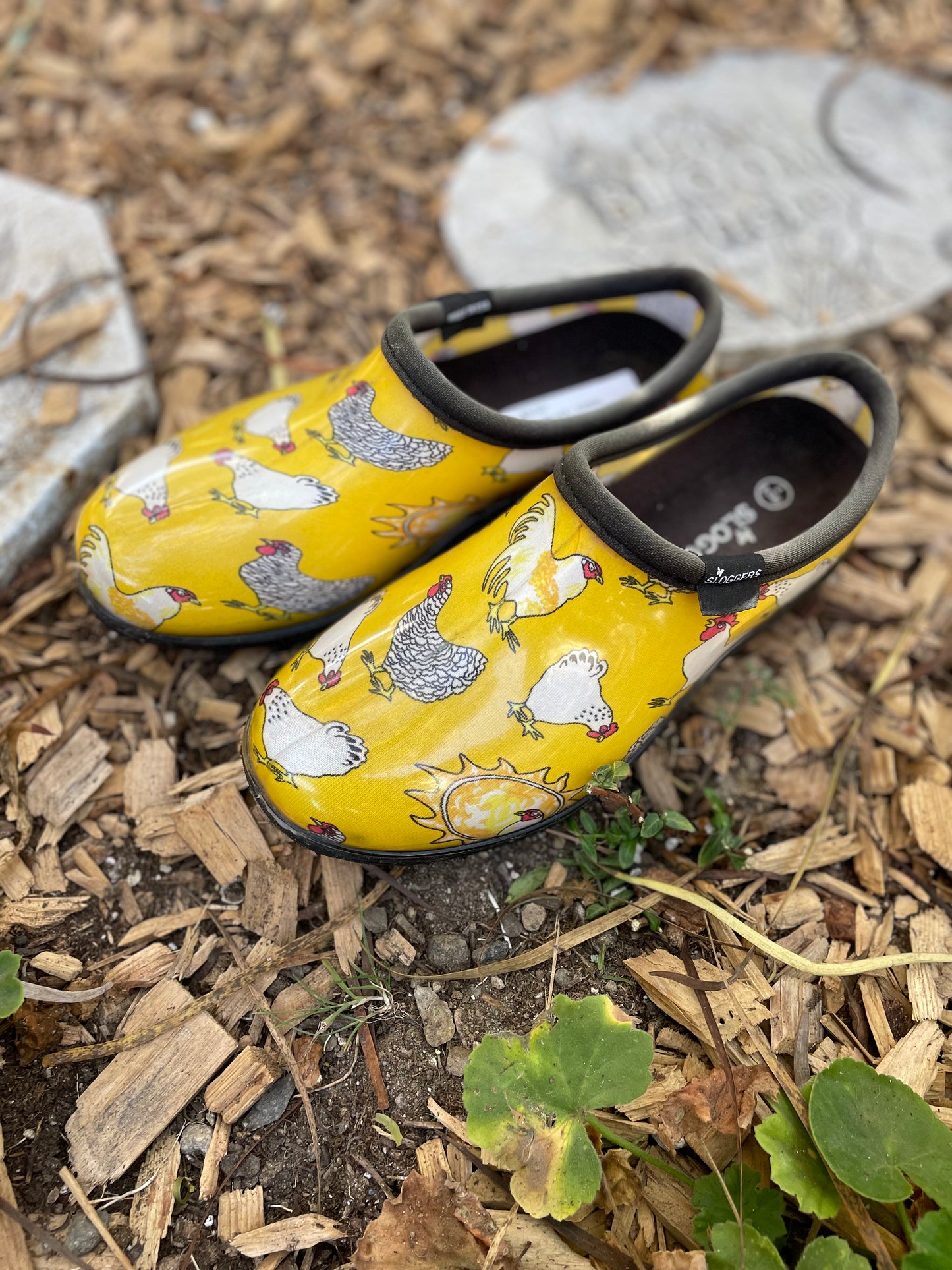 yellow waterproof slip-ons