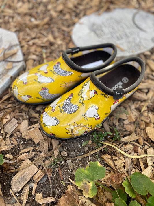 yellow waterproof slip-ons