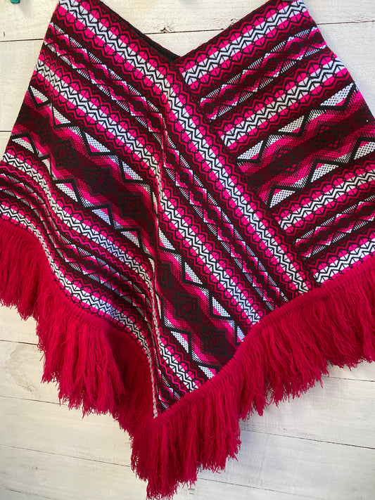 Pink and Red Poncho