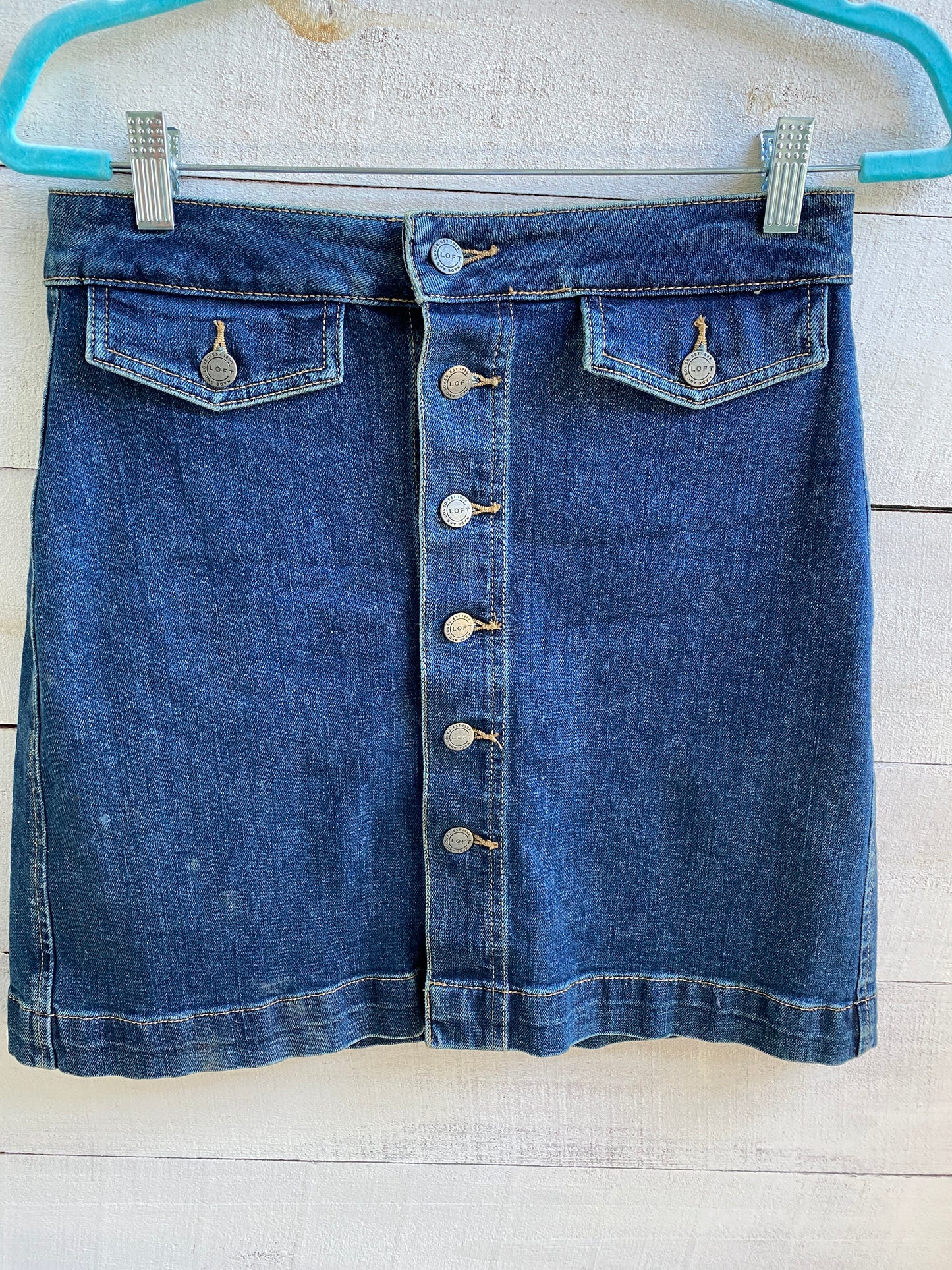 Denim Skirt w/Buttons ~LOFT