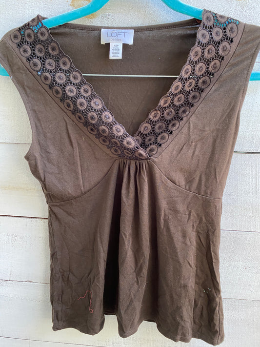 Brown Sleeveless Blouse ~Loft