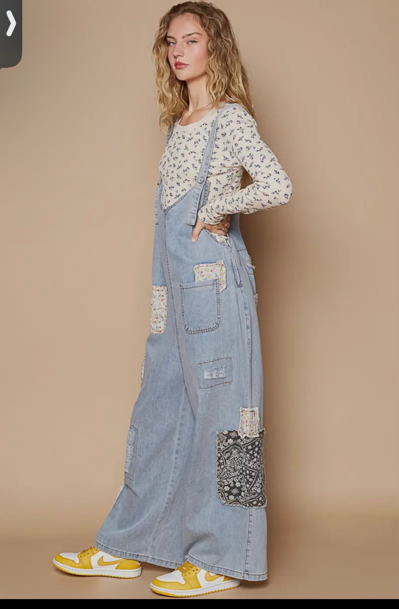 Vintage patch work Washed Relaxed Fit Overalls