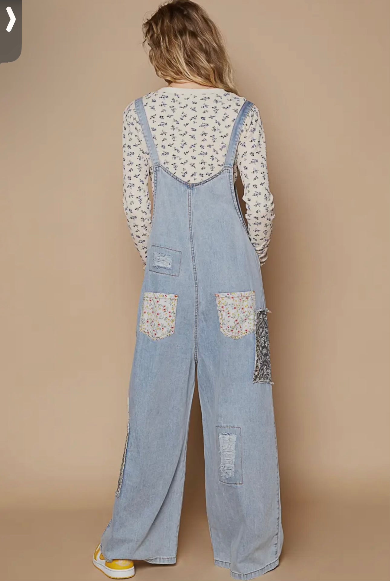 Vintage patch work Washed Relaxed Fit Overalls