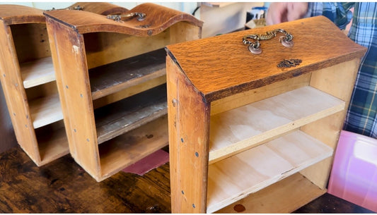 Hand Made little wall shelf from vintage drawers ( made by Grandpa )