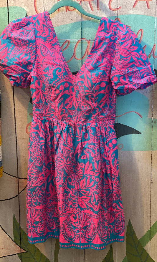 Pink On Blue Summer Dress