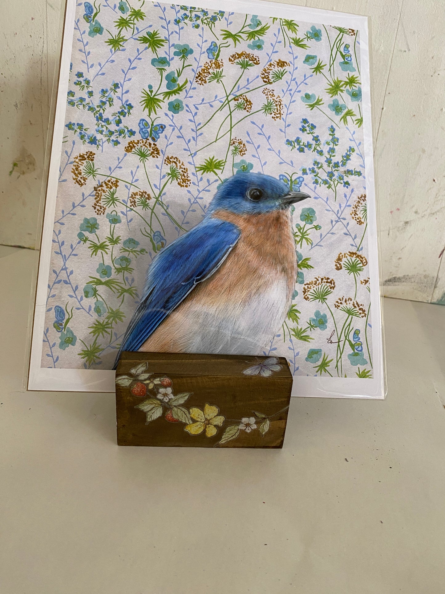 wooden block picture holder