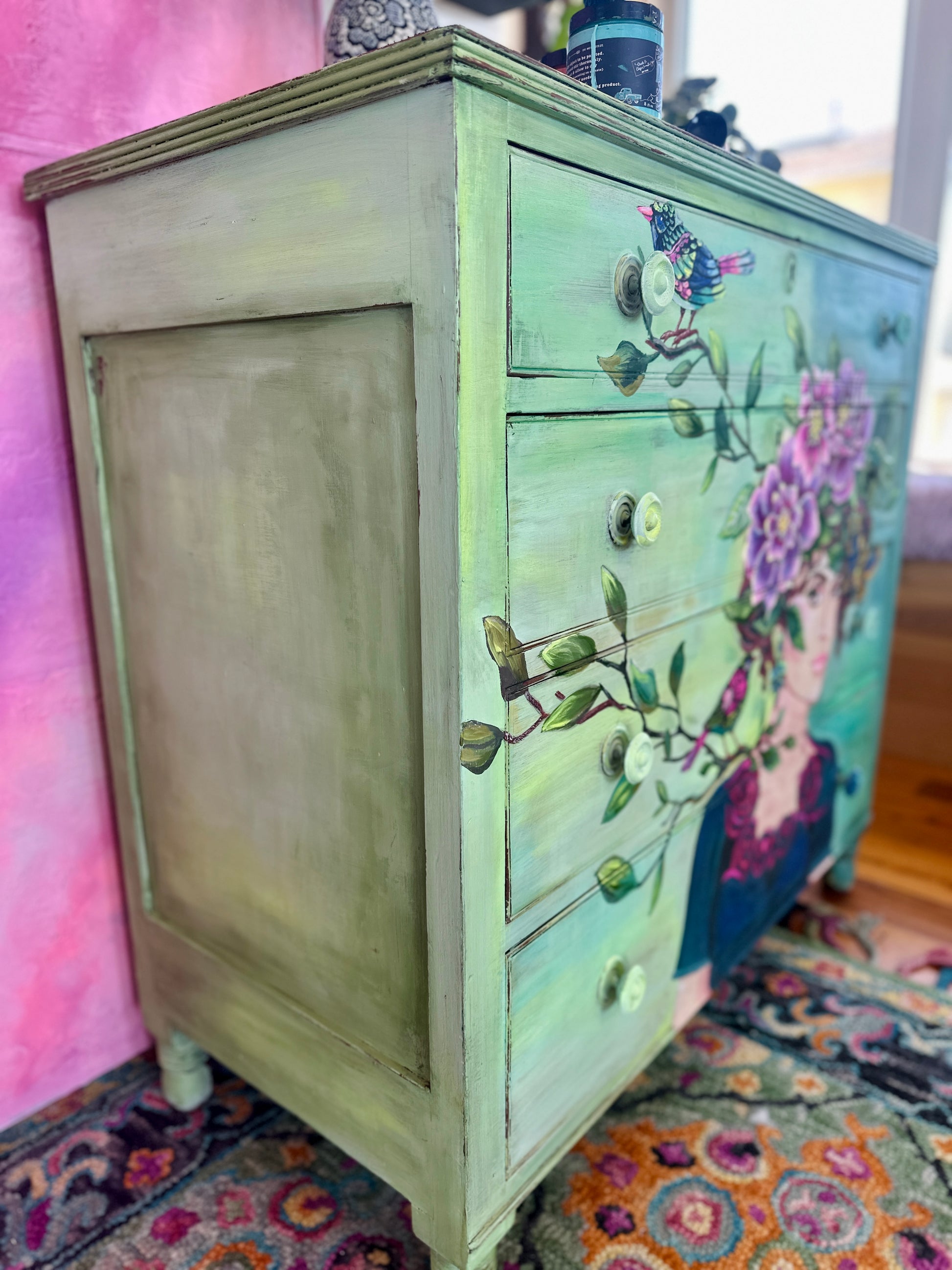 Portrait Mode Dresser Hand Painted by Debi DIY GOGO Portrait Mode Dresser Hand Painted by Debi DIY GOGO