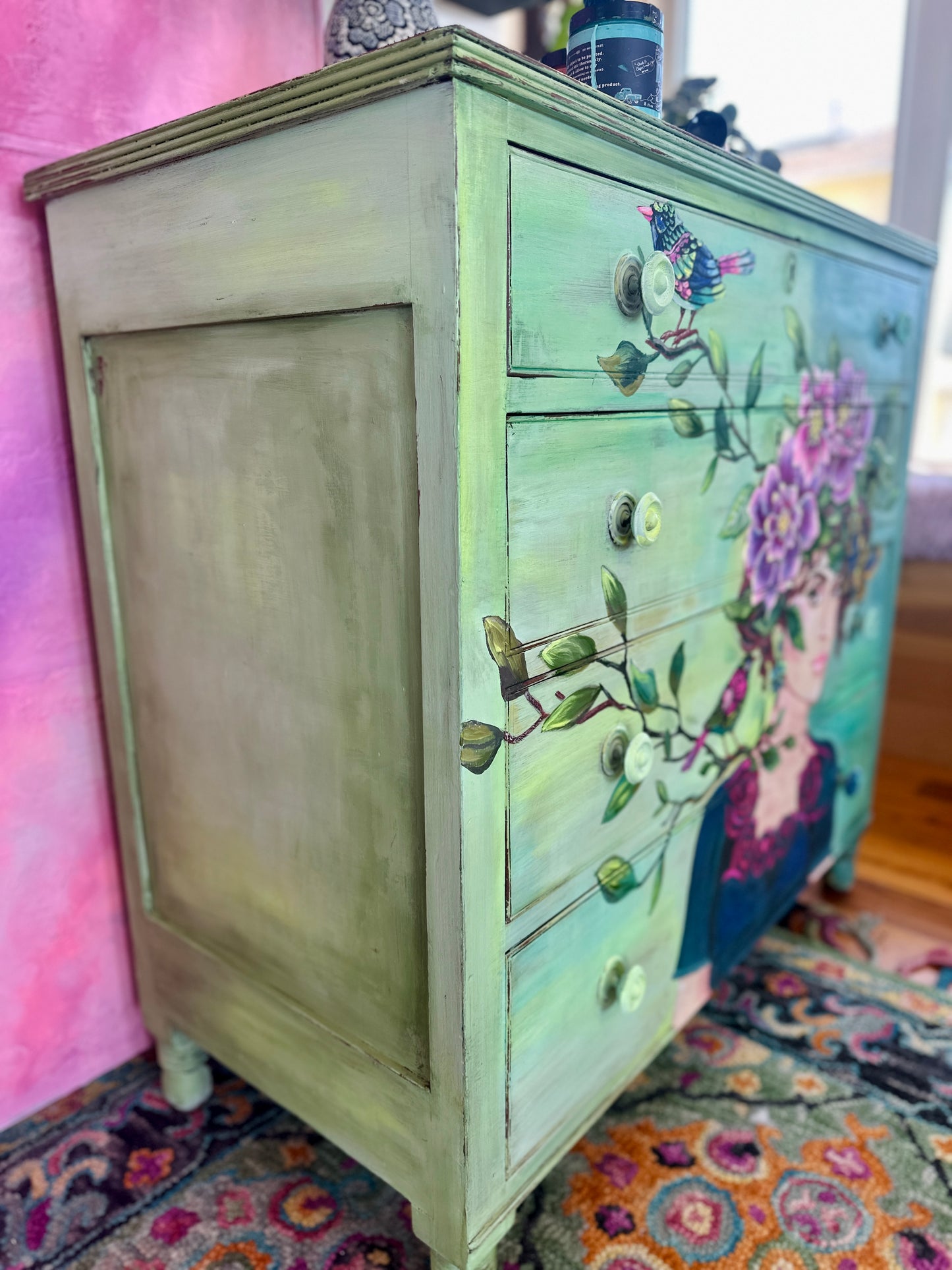 Portrait Mode Dresser Hand Painted by Debi