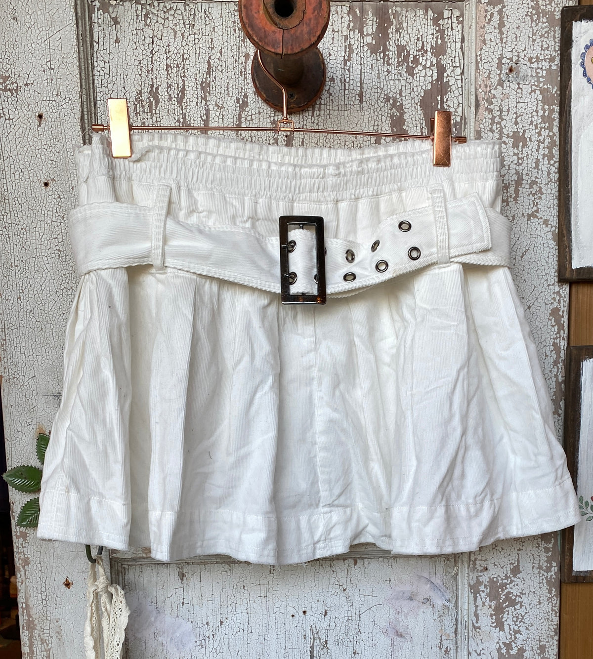 White Corduroy Mini  Skirt