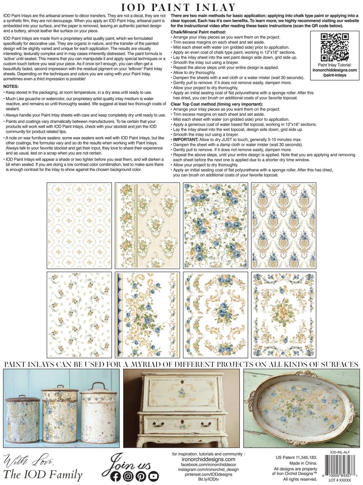 ALFRED PEATS AND CO. IOD PAINT INLAY 12X16 PAD™ Floral Inlay