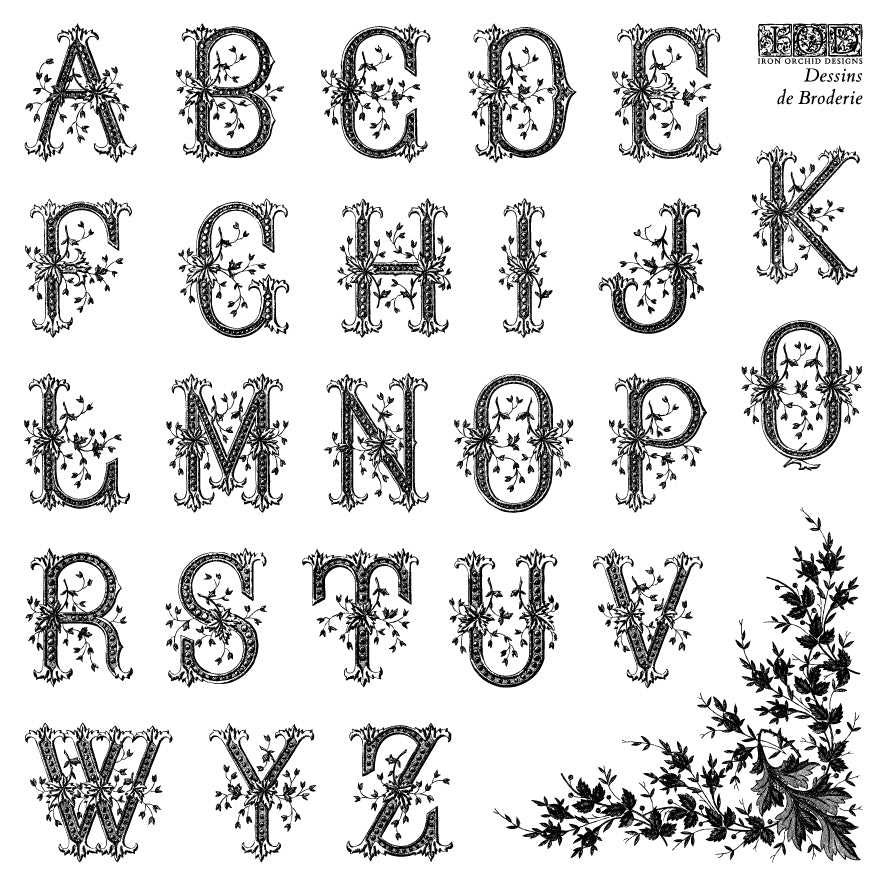 DESSINS DE BRODERIE LABELS 6X6 IOD STAMP™ letters Boxed Stamp Set