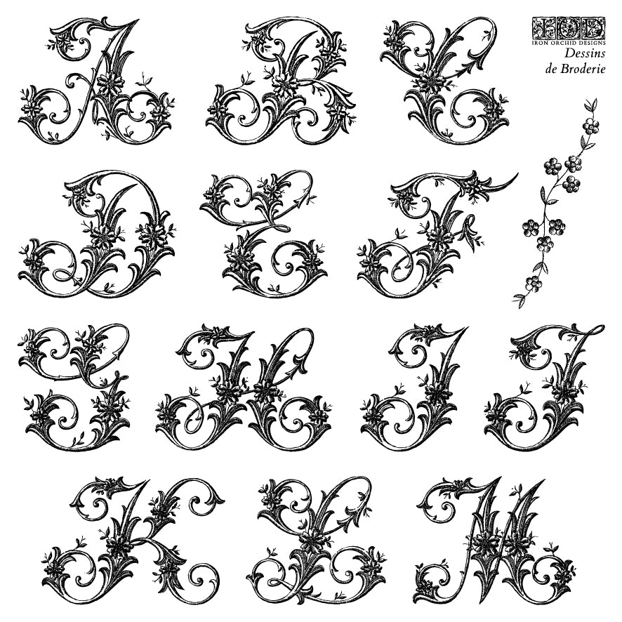 DESSINS DE BRODERIE LABELS 6X6 IOD STAMP™ letters Boxed Stamp Set