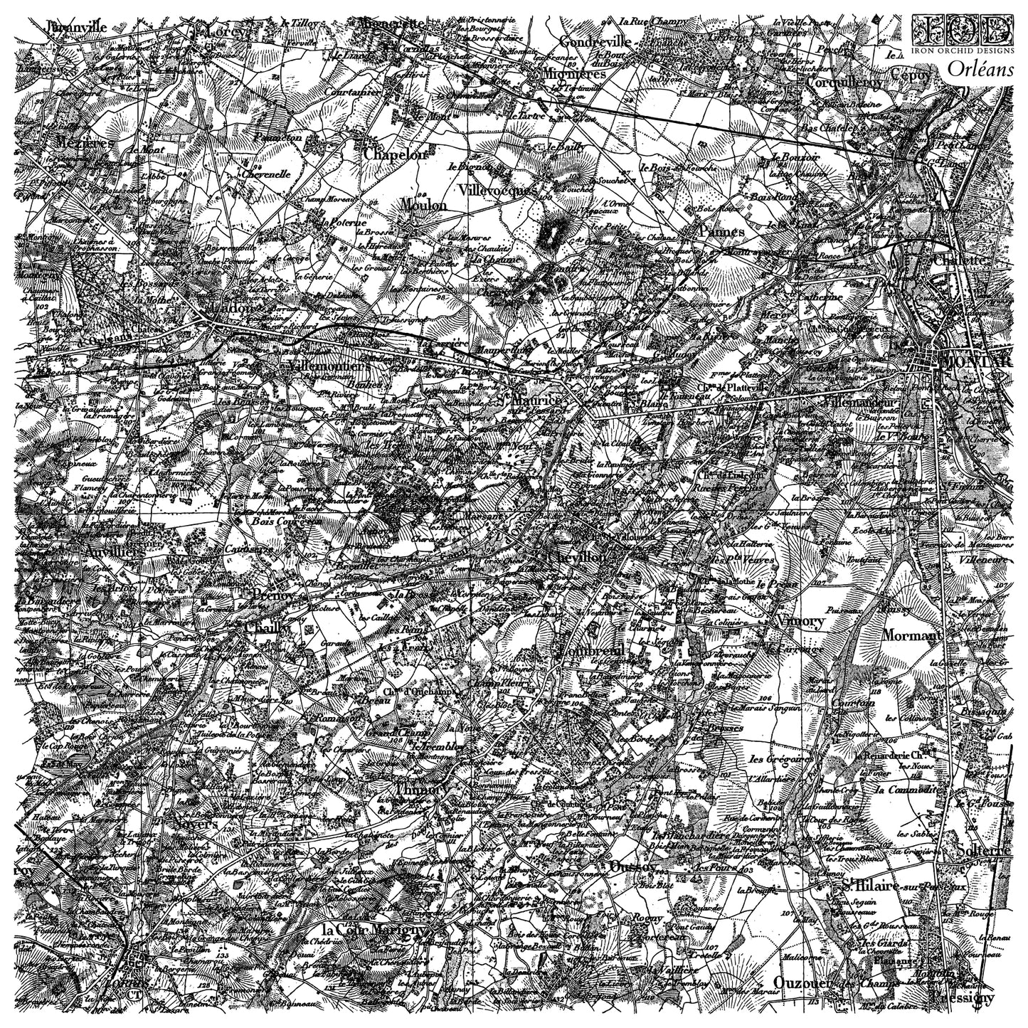 ORLÉANS 12X12 IOD STAMP™ French Map Stamp