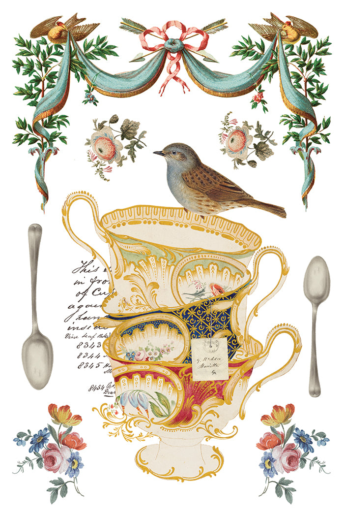THE BELGRAVIA IOD TRANSFER 8X12 PAD™ The Belgravia Teacup IOD Transfer