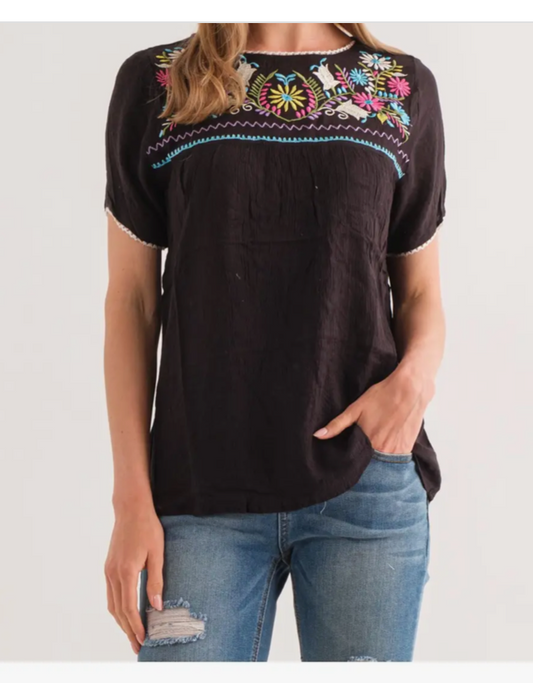 Black Juna Embroidered Blouse