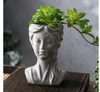 Cement Girl's Head Planter