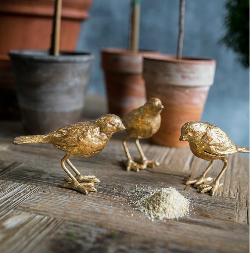 3 cast irongold leaf birds