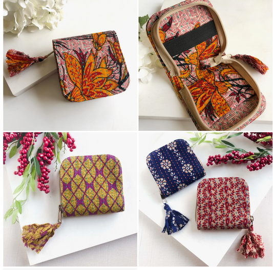 Kantha Zippered Pouch