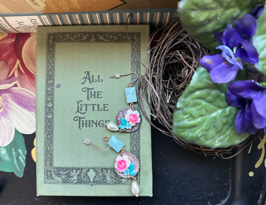 Blue & Pink floral Earrings