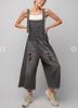 Loose fit , faded BLACK , distressed overalls f