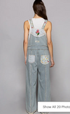 Floral patchwork embroidery overall  with pinstripe