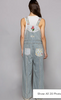 Floral patchwork embroidery overall  with pinstripe