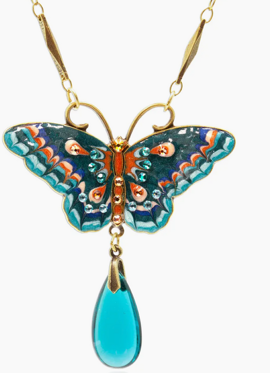 Beautifulr Butterfly Blue Zircon Necklace