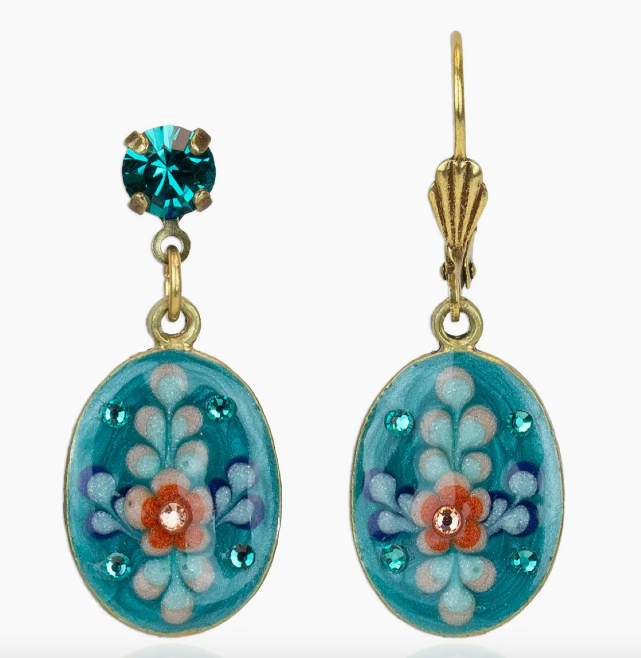 Jill's Garden Blue Zircon Crystal Flower Earrings