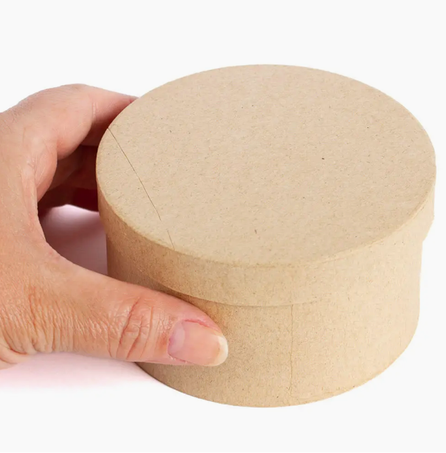 4" Round Paper Mache Box