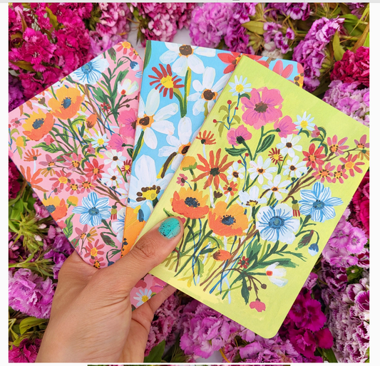 Flower Field Softcover Notebook -set of 3