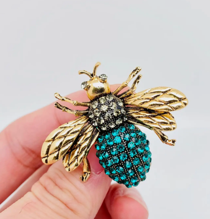 Metal Rhinestone Bee Brooch