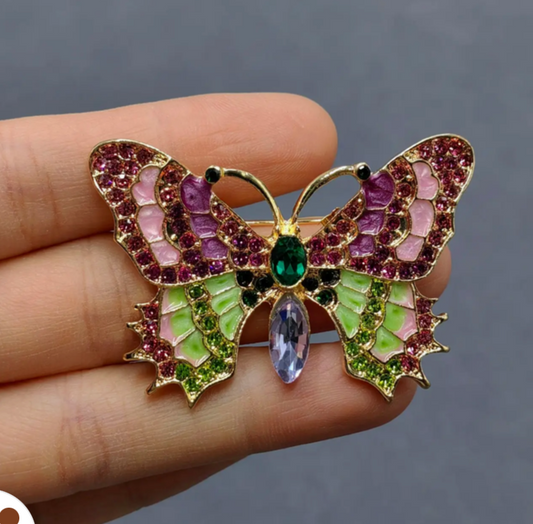 Vintage Rhinestone Butterfly Brooch
