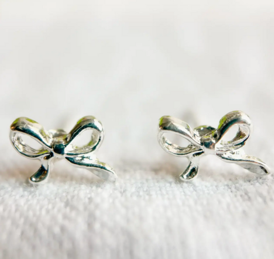 Mini Silver Bow Earrings
