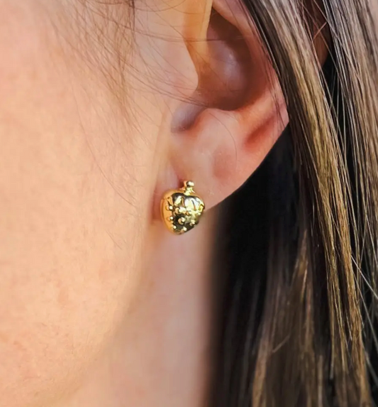Little Gold Strawberry Earrings