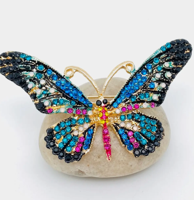 Rhinestone Butterfly Brooch