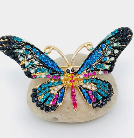 Rhinestone Butterfly Brooch