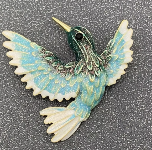 Enamel  Hummoiinngbird Brooch